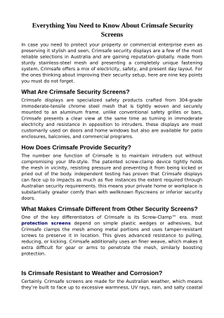 Everything You Need to Know About Crimsafe Security Screens