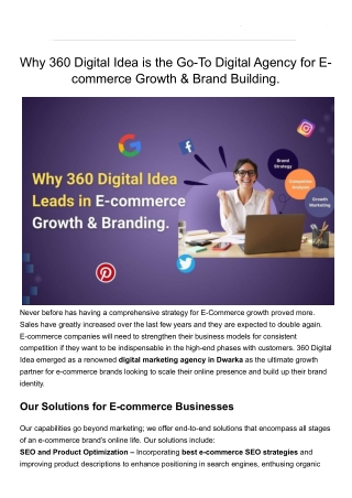 Why 360 Digital Idea is the Go-To Digital Agency for Ecommerce Growth & Brand Bu
