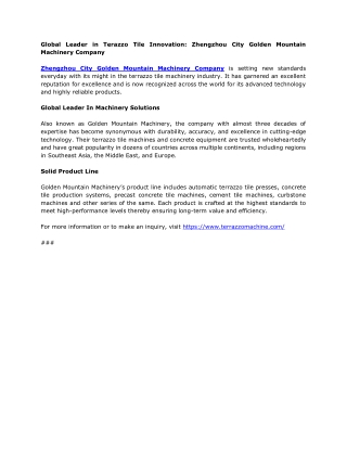 Zhengzhou City Golden Mountain Machinery Co