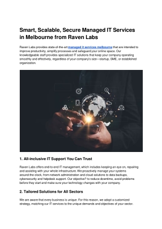 Smart, Scalable, Secure Managed IT Services in Melbourne from Raven Labs