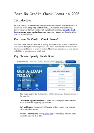 Fast No Credit Check Loans in 2025