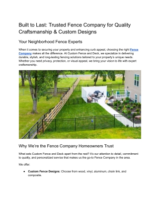 Built to Last_ Trusted Fence Company for Quality Craftsmanship & Custom Designs