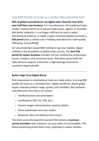 Use B2B Portals to Scale as a Global Manufacturer Fast
