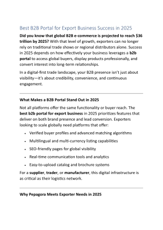 Best B2B Portal for Export Business Success in 2025