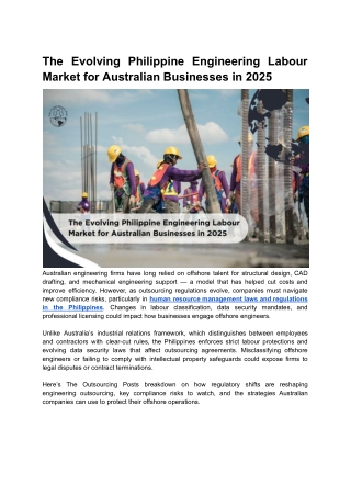 The Evolving Philippine Engineering Labour Market for Australian Businesses in 2025