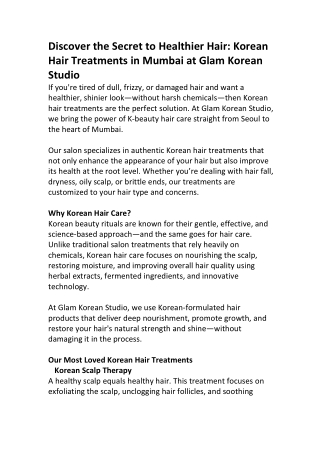 Korean Hair Treatment in Mumbai – Glam Korean Studio