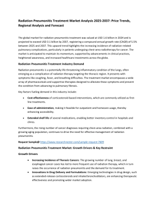 Radiation Pneumonitis Treatment Market