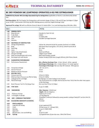 KANEX BC Dry Powder SBC (Cartridge Operated) 6 kg Fire Extinguishers