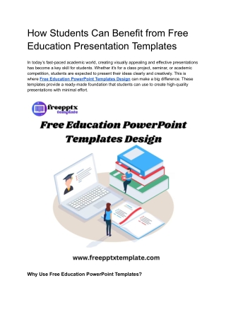 How Students Can Benefit from Free Education Presentation Templates