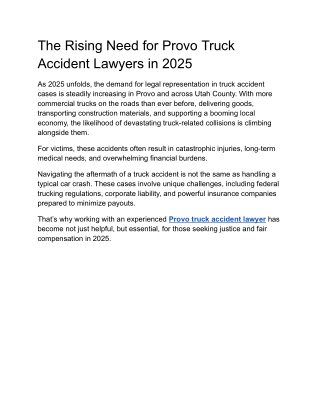 The Rising Need for Provo Truck Accident Lawyers in 2025