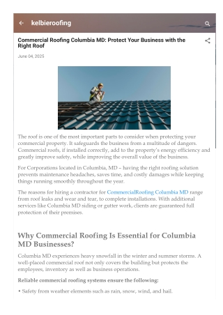 Commercial Roofing Columbia MD Protect Your Business with the Right Roof