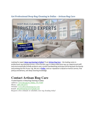 Get Professional Deep Rug Cleaning in Dallas