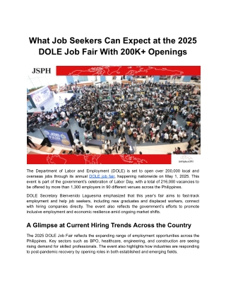 What Job Seekers Can Expect at the 2025 DOLE Job Fair With 200K  Openings