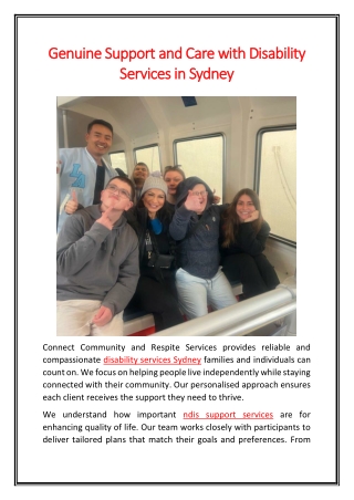 Genuine Support and Care with Disability Services in Sydney