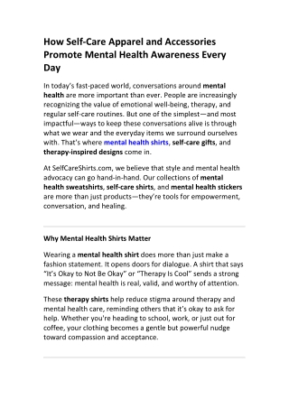 Empowering Minds with Mental Health Shirts & Self-Care Gifts