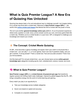 What is Quiz Premier League