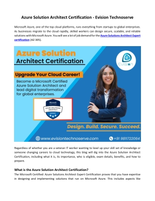 Azure Solution Architect Certification - Evision Technoserve