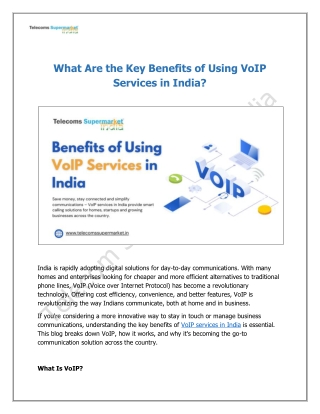 What Are the Key Benefits of Using VoIP Services in India