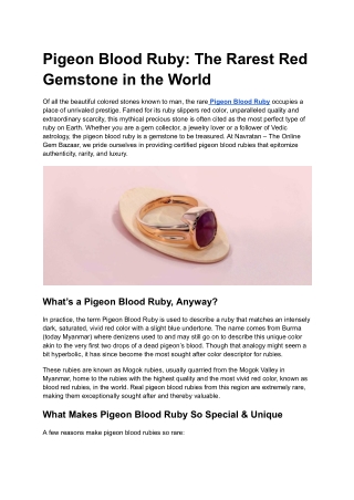 Pigeon Blood Ruby_ The Rarest Red Gemstone in the World