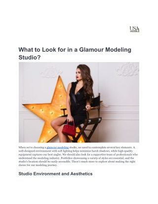 What to Look for in a Glamour Modeling Studio-USAModels
