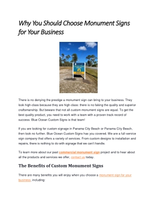 Why You Should Choose Monument Signs for Your Business