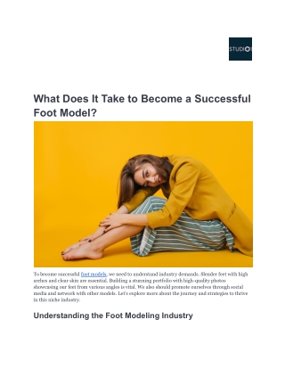 What Does It Take to Become a Successful Foot Model-Studio1.us