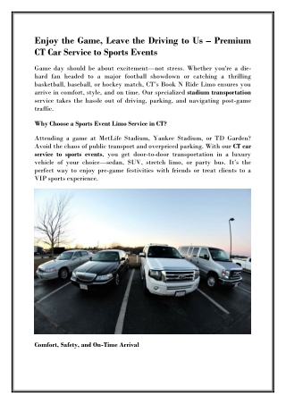 Luxury CT Limo to Stadiums for Sports Events