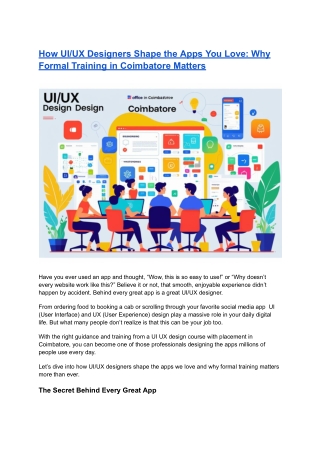 How UI_UX Designers Shape the Apps You Love_ Why Formal Training in Coimbatore Matters