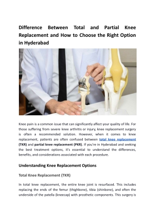 difference between total and partial knee