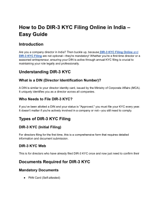 How to Do DIR-3 KYC Filing Online in India – Easy Guide