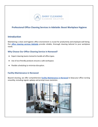 Professional Office Cleaning Services in Adelaide_ Boost Workplace Hygiene