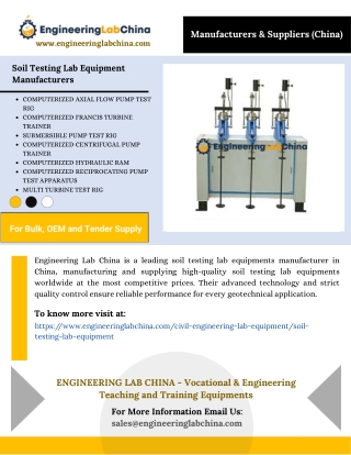 Soil Testing Lab Equipment Manufacturers