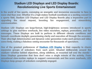 Stadium LED Displays and LED Display Boards Revolutionizing Live Sports Entertainment