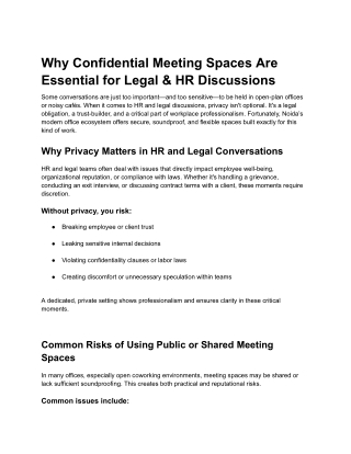 Why Confidential Meeting Spaces Are Essential for Legal & HR Discussions