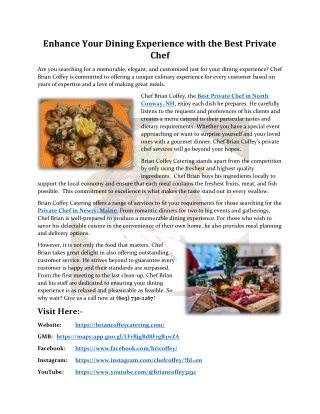 Enhance Your Dining Experience with the Best Private Chef