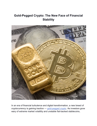 Gold-Pegged Crypto  The New Face of Financial Stability