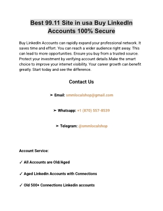 Best 99.11 Site in usa Buy LinkedIn Accounts 100% Secure