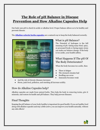 The Role of pH Balance in Disease Prevention and How Alkaline Capsules Help