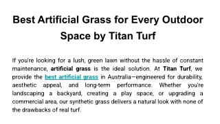 Best Artificial Grass for Every Outdoor Space by Titan Turf