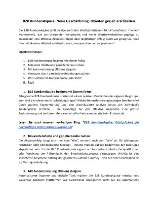 B2B Kundenakquise: Neue Geschäftsmöglichkeiten gezielt erschließen