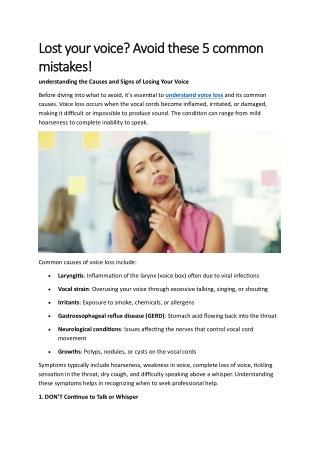 Lost your voice? Avoid these 5 common mistakes!