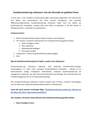 Kundenorientierung Verbessern: Von der Kennzahl zur gelebten Praxis