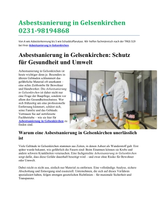 Asbestsanierung in Gelsenkirchen - Asbestwaechter.de