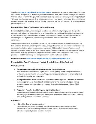 Dynamic Light Assist Technology Market Overview 2025 - 2037