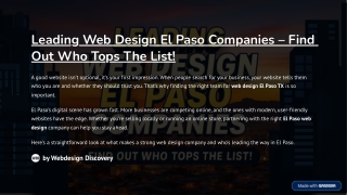 Leading Web Design El Paso Companies – Find Out Who Tops The List!