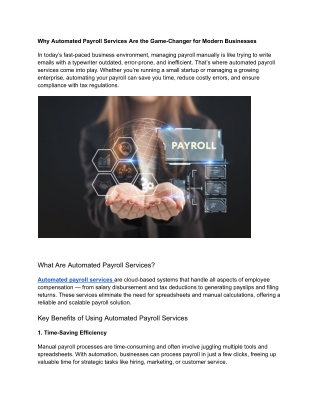 Why Automated Payroll Services Are the Game-Changer for Modern Businesses