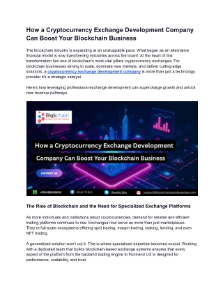 how a cryptocurrency exchange development company can boost your blockchain business