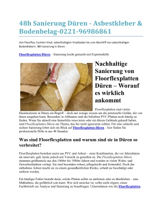 Floorflexplatten Düren - Asbestwächter-express.de