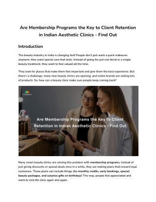 Are Membership Programs the Key to Client Retention in Indian Aesthetic Clinics- Find Out
