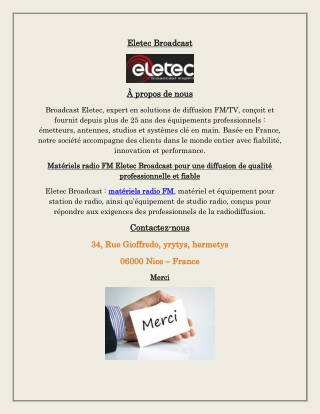 Matériels radio fm